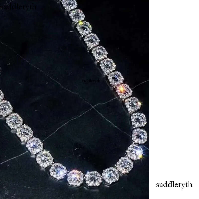 Necklace bracelet Moissanite Dia Custom Vvs Cuban k S Sier 8mm 12mm Large Tennis Chain Solid Back Hiphop 4e