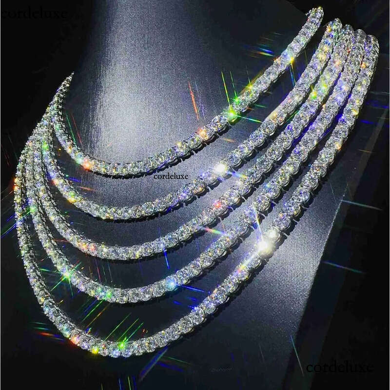 Fashion Jewelry Necklace Pass Dia Tester 5mm VS Moissanite Iced Tennis Mens and Womens Chain Free Shipping 65