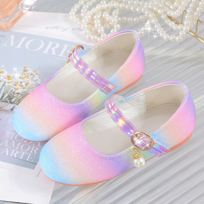 YUNICUS Girls Sequined Princess Shoes Childrens flat shoes Rainbow Shoes Little Girl Performance Dancing Shoes Party Shoes 241219