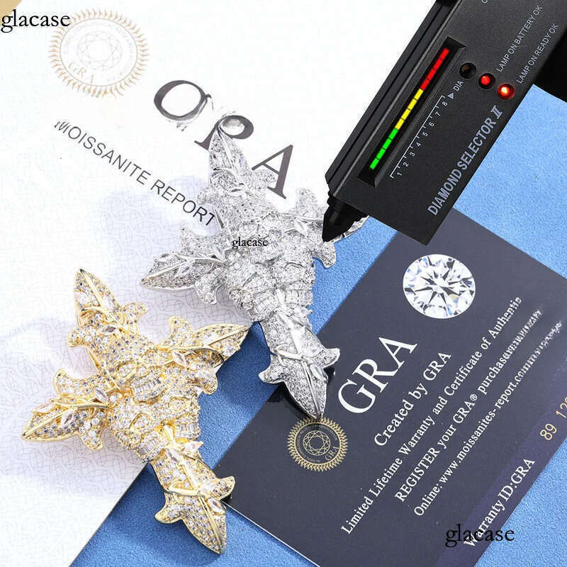 Factory wholesale new Hip hop skull cross pendant S sier moissanite mens necklace accessory