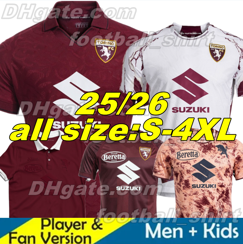 25 26 Torino FC RICCI Soccer Jerseys SINGO T. SANABRIA ILIC PELLEGRI ZIMA BUONGIORNO 2025 2026 Home Away new Torino Special Limited Men Edition Football Shirts