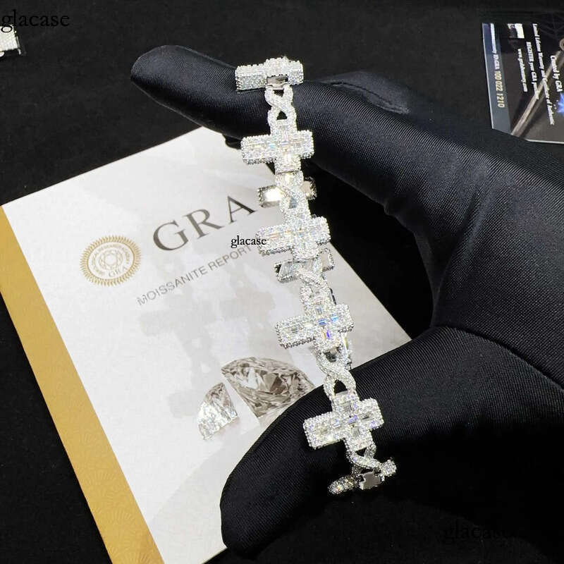 Wholesale price lab dia sier vvs moissanite iced out hip hop jewelry necklace k chain tennis cuban bracelet m