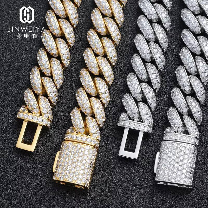Customized Trend S925 Moissanite VVS Moissanite Big Hip Hop Mens Rapper Diamond Chain Pendant Necklace Cuban Link Chain