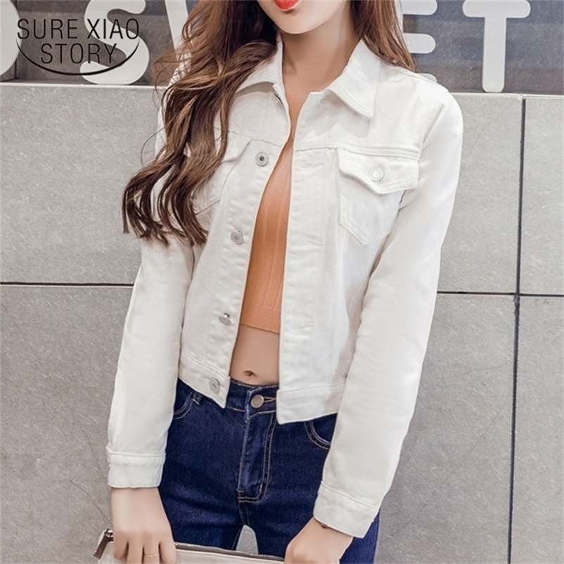 Women's Jackets Long Sleeve winter Slim White Black Jeans Top For Solid Denim Jacket Short Overcoat Ladies Tops 4866 221109