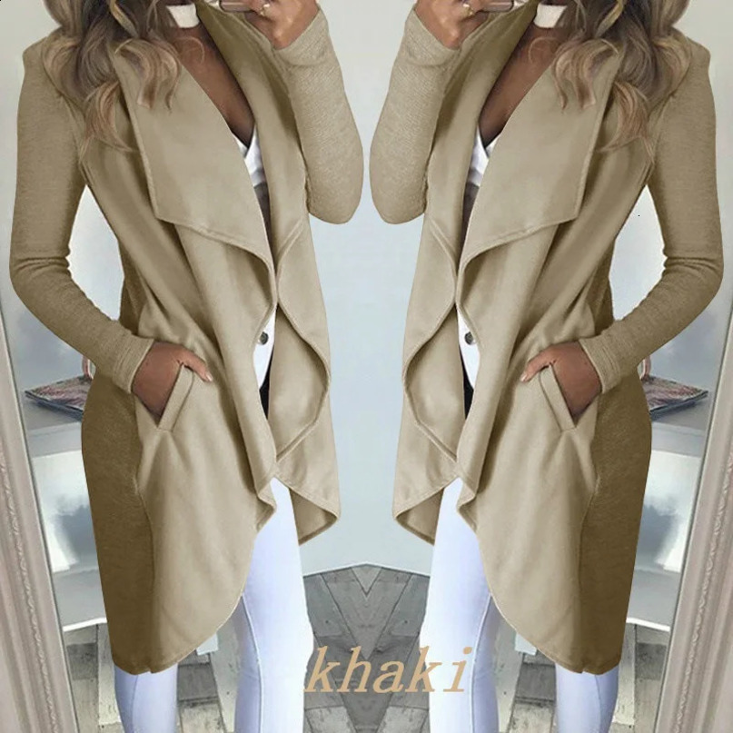Solid color lapel ultrathin long sleeved trench coat for women 240810