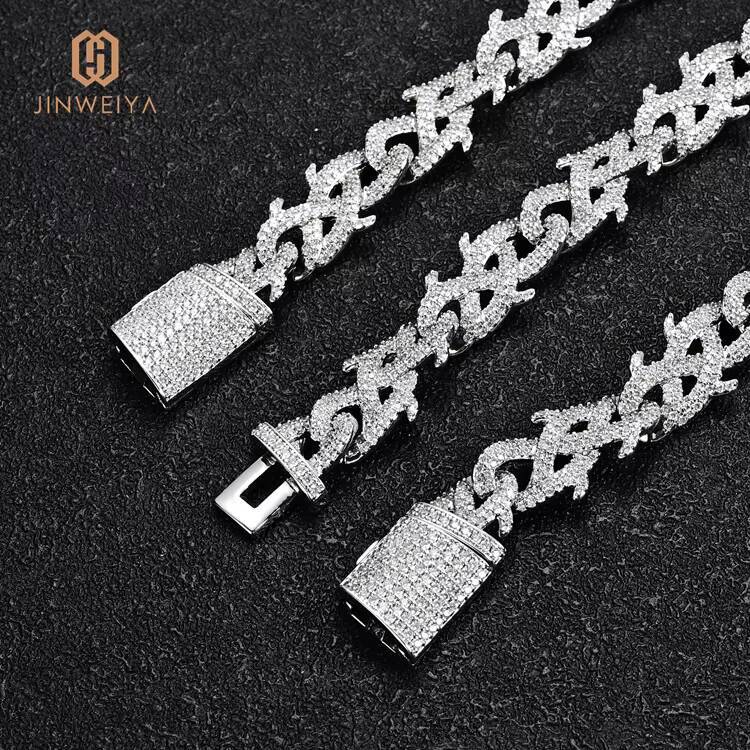 JWY Customized Trend Mens 14 mm Gold Plated Cuban Chain New Style Hip Hop Jewelry Set Brass Copper Link Chains Necklace