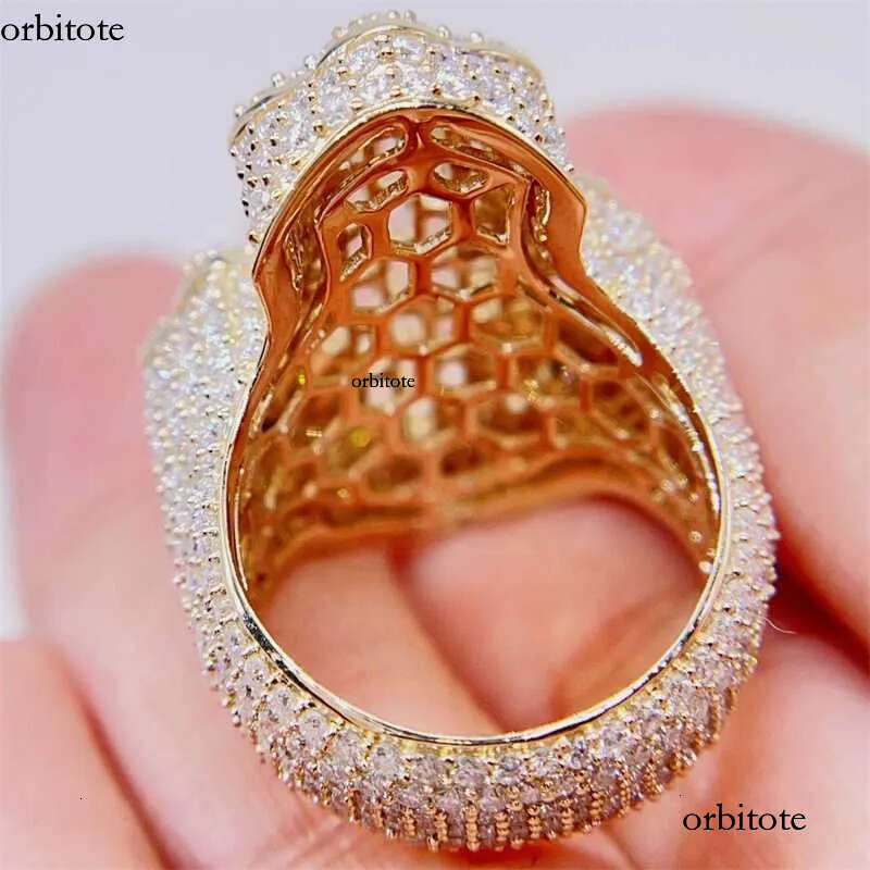 Pass Dia Tester Men Hip Hop Iced Out Baguette Cut Moissanite 10k gold ring 88