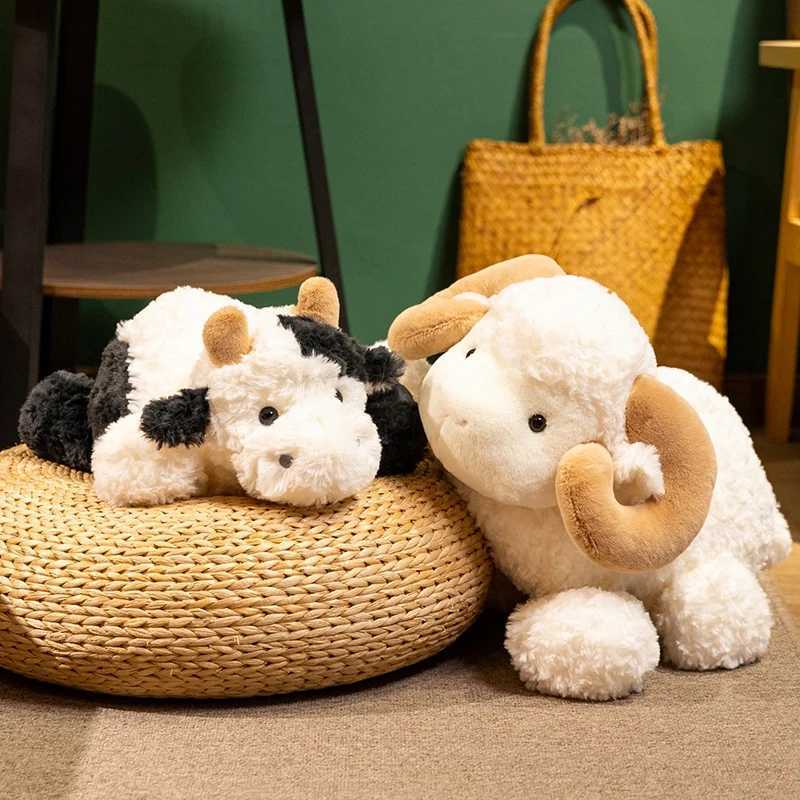 Premium Cozy Lie Prone Goat Cow Plush Toy 2350CM Soft Fluffy Cartoon Sheep Cattle Doll Lovely Kids Appease Gift C250925