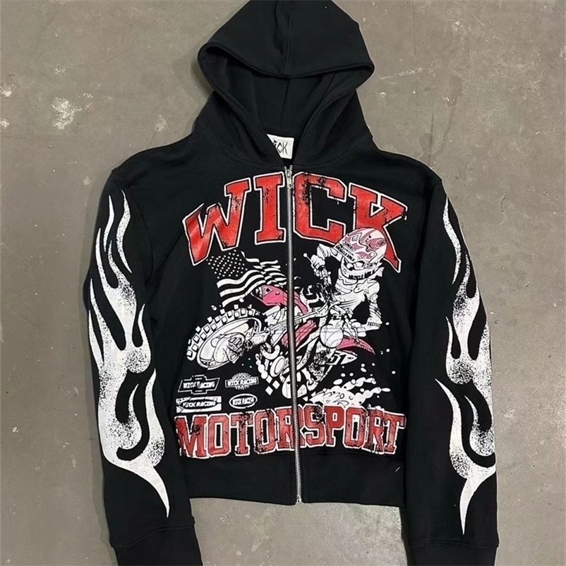 American Vintage Geometric Printed Hoodies Women Y2K Sweatshirt Autumn and Winter Oversize Coat Streetwear Casual Loose Jackets 240106