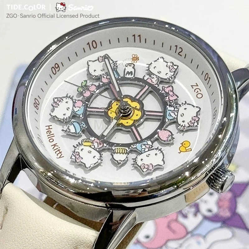 Sanrio 100 Genuine Carousel Watch For Cute And Playful Women Hellokitty Collaboration Cute Girl Waterproof Quartz Watch Gift L250925