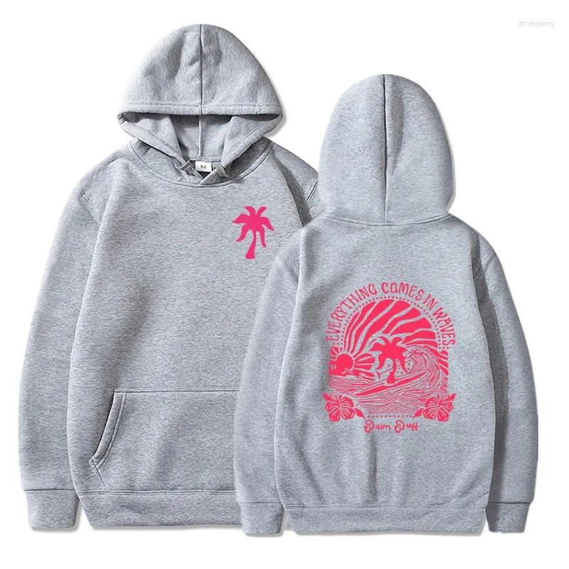 Men's Hoodies Everything Comes In Waves Sweatshirts Female Streetwear Graphic Print Man Sleeve Fashion Regular Fit