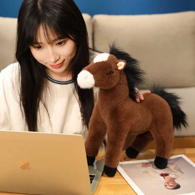 1Pc 30CM Simulation Horse Plush Toys Lovely Hairy Horse Dolls Stuffed Soft Animal Pillow Mascot Toy Shooting Props C250925