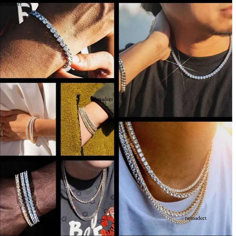 Dia Mossanite Chain Mens Iced Out Gold Chains Necklaces Hip Hop Jewelry Moissanite Tennis Necklace df