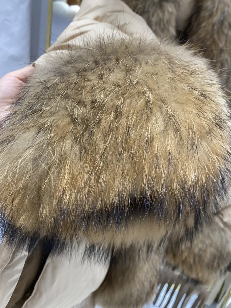 European Fashion Goose down Winter Jacket for Women Real Raccoon Fur Collar Trendy Streetwear Cloak Coat 2025 250916Z