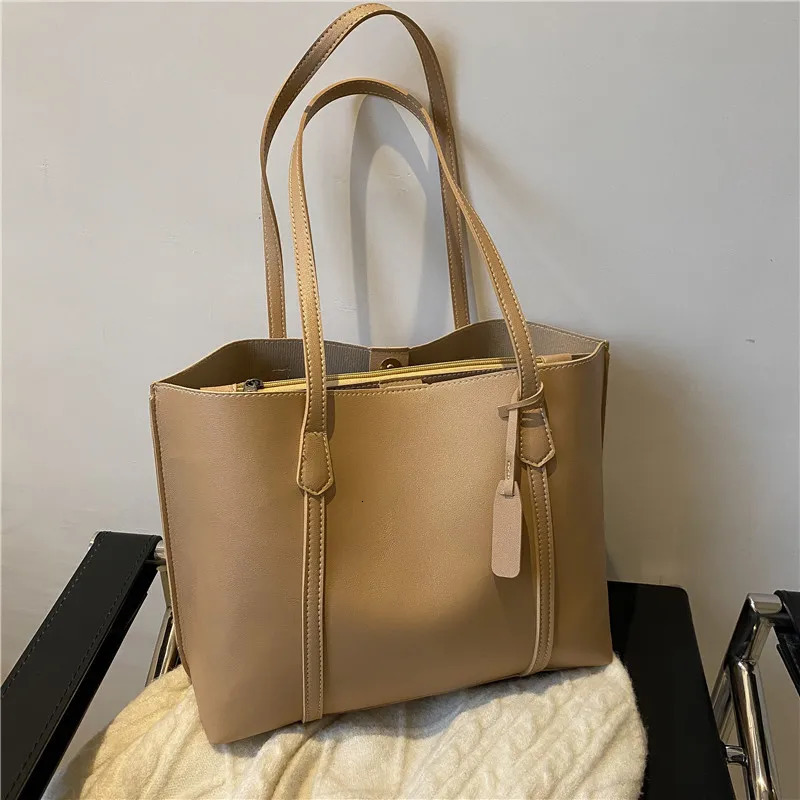 New simple large capacity daily commuting shopping handbag shoulder bag high quality PU leisure multifunctional handbag 250923