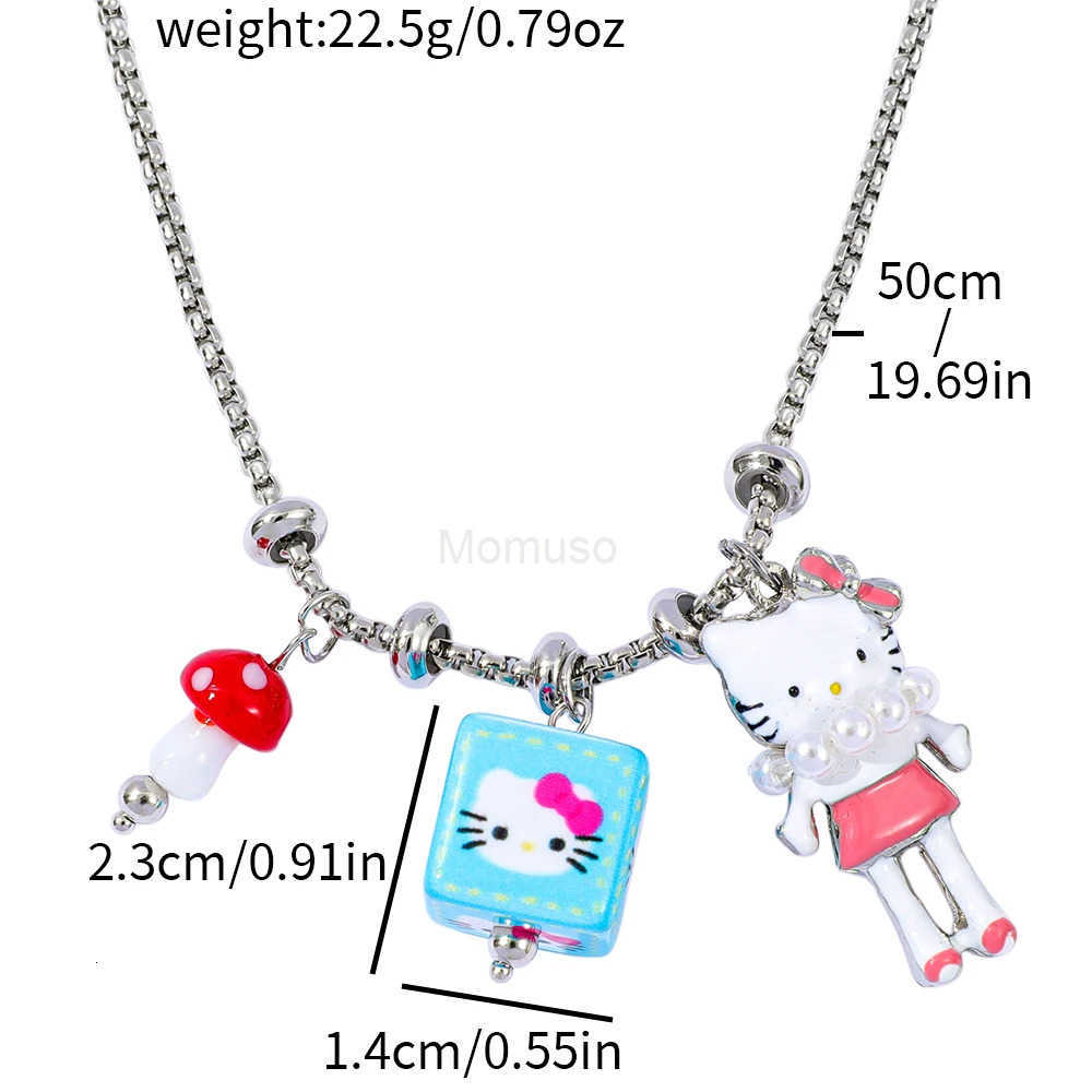 Sanrio Hello Kitty Kawaii Cute Cartoon Cat Pendant Necklace for Women And Girls Long Chain Fashion Jewelry Accessory L250925