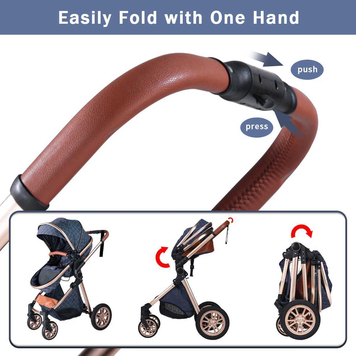 High landscape baby stroller portable and foldable a travel trolley that can be pushed in both directions Z250924