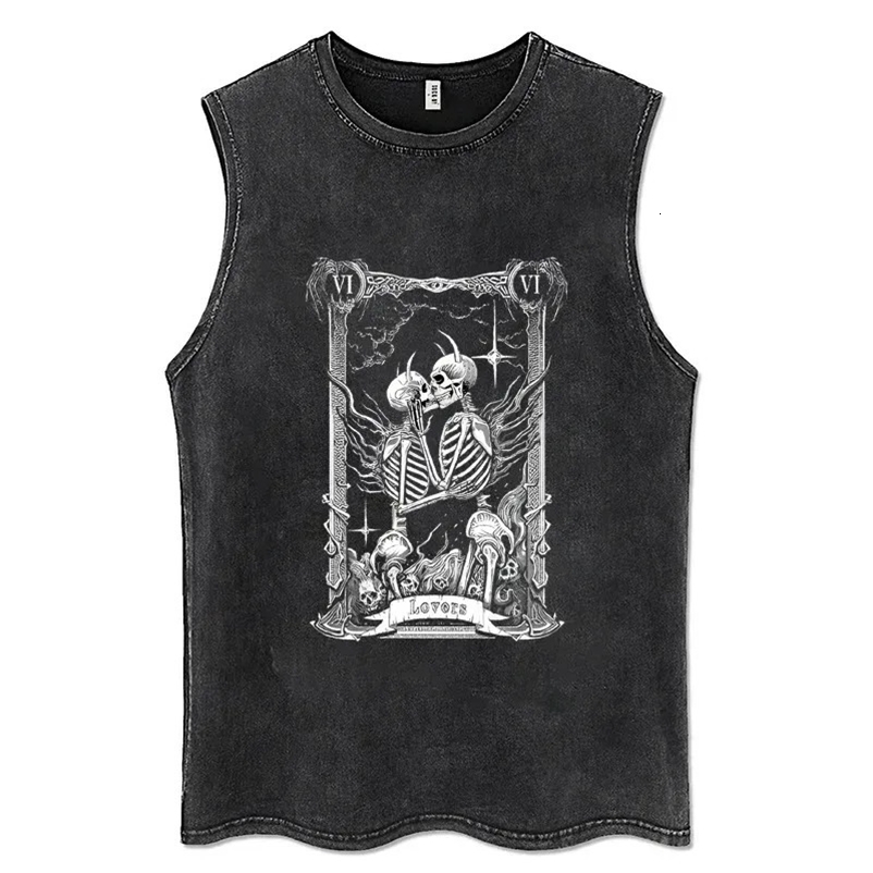Distressed Washed Tank Tops Y2K Clothes Men Women Oversized Vest Anime Girls Sleeveless Tshirt Hipster Casual Summer Dress 240703