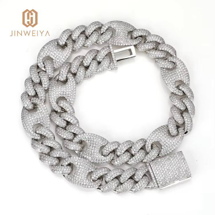 JWY Customized Trend Luxury 16mm Cuban Hip Hop Brass Moissanite Ice Necklace for Men Real Gold Chain Fashionable Accessory