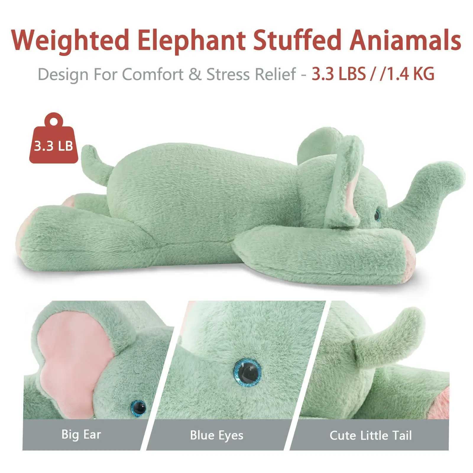 Niuniu Daddy 20 33 Pound Elephant Weighted Stuffed Animals Large Pillowfort Plush Animal Toys for Kids Adults Baby Birthday C250925