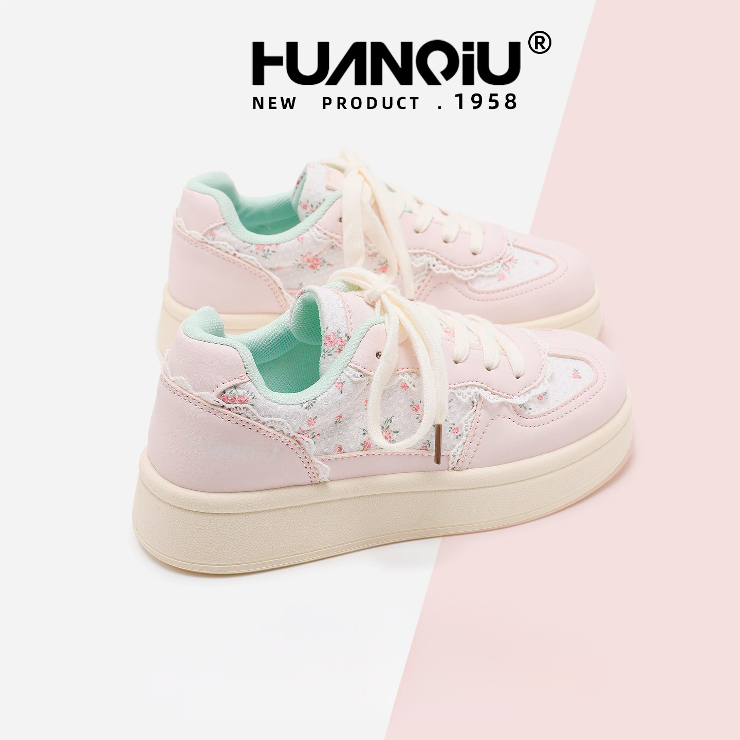 HUAN QIU Free shipping Designer Casual Shoes Board shoes women shoes breathable casual small floral board shoes versatile board shoes
