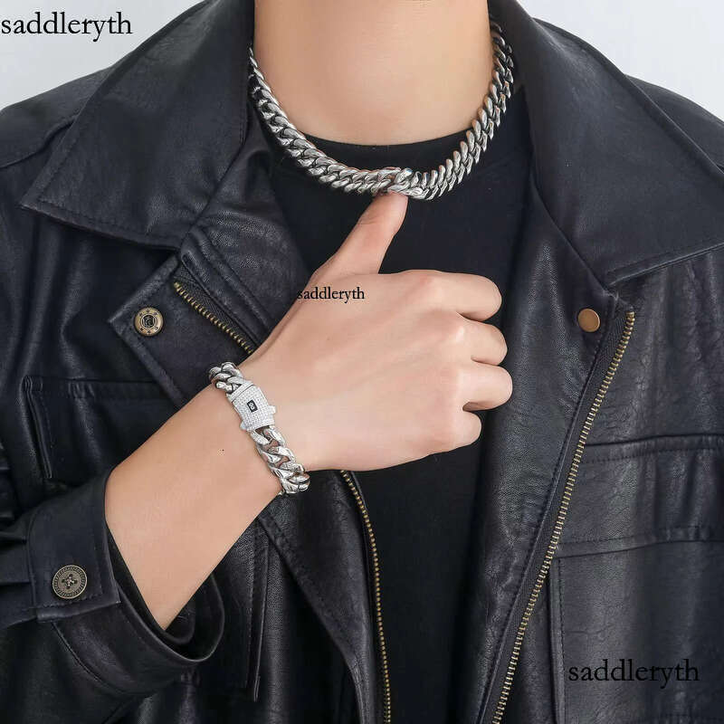 BES 6-14mm Miami Bracelet Set 14K Gold Stainless Steel Monaco Cuban Link Chain Necklace Hip Hop for Men