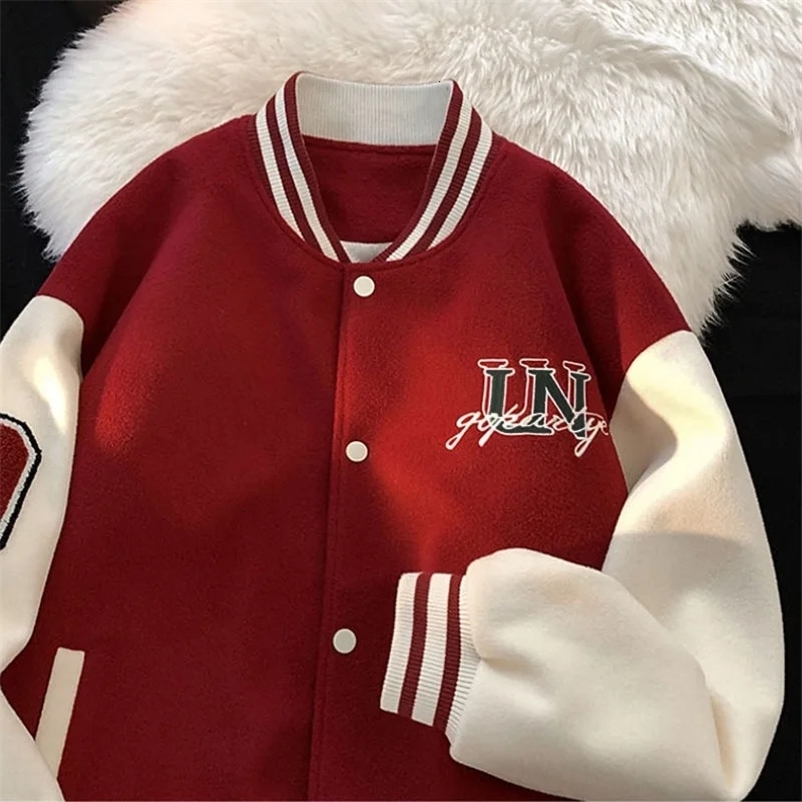 Deeptown Vintage Baseball Jacket Women Y2k Streetwar Fashion Korean Oversized Red Varsity Bomber Jackets Autumn Winter College 240229