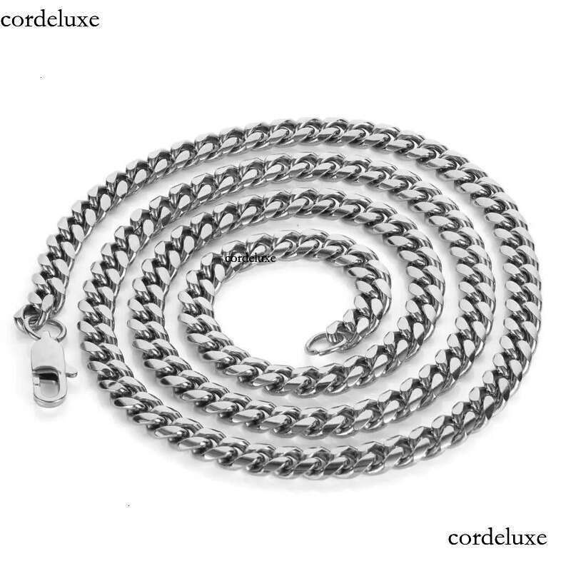 Hip Hop Cuban Link Chain Real Gold Plated Stainless Steel Metal Necklace for Men 4mm 6mm 8mm 1a