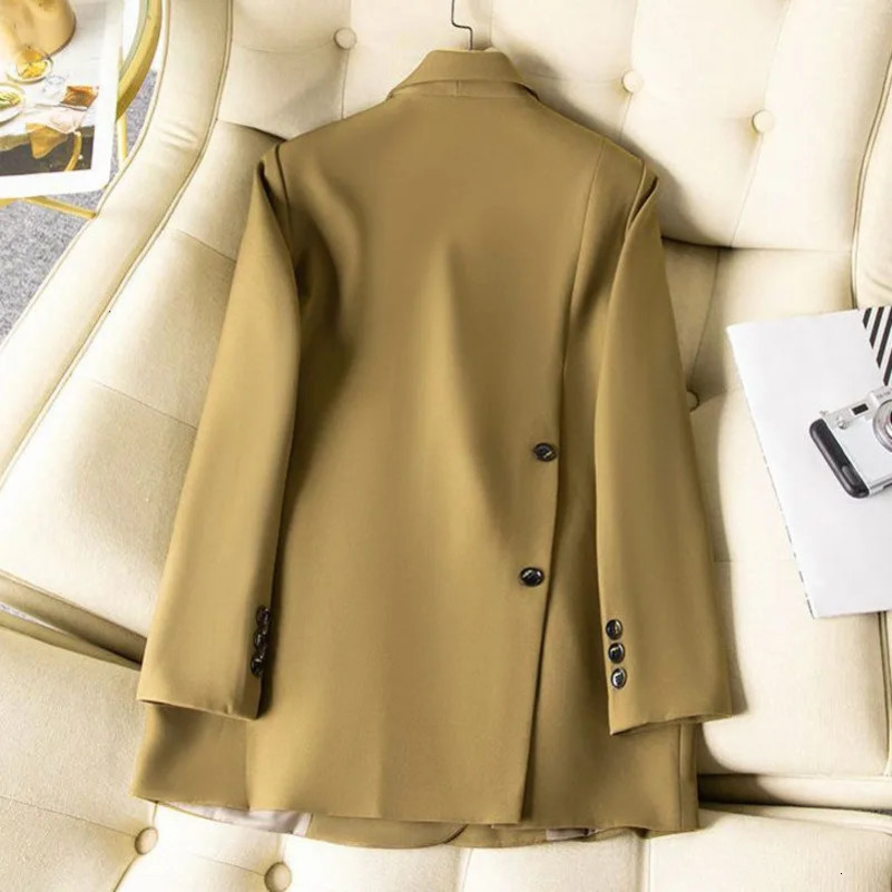Spring and Autumn womens solid color long sleeved solid casual womens jacket fashionable split style jacket 250415