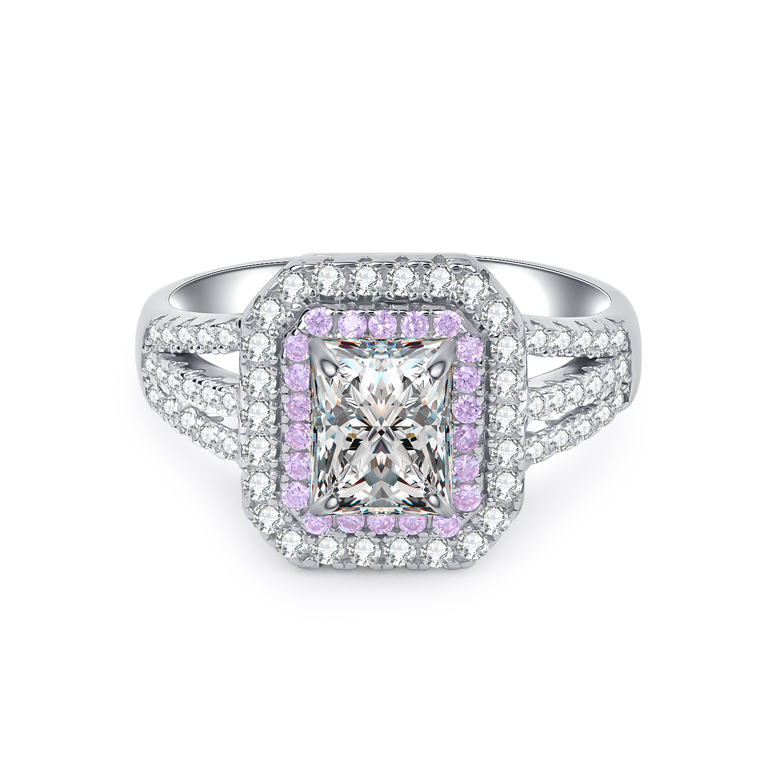 MT Luxury GRA Moissanite Ring Women 925 Silver 2CT Radiant Cut Moissanite Wedding Engagement Rings Factory Wholesale, free shipping Jewelry Gift