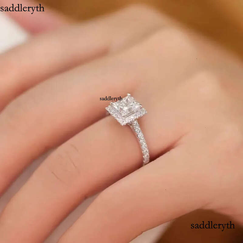 7Carat 1ct 5.5mm Princess Cut Moissanite Ring D Color with GRA Certificate for Wedding Engagement