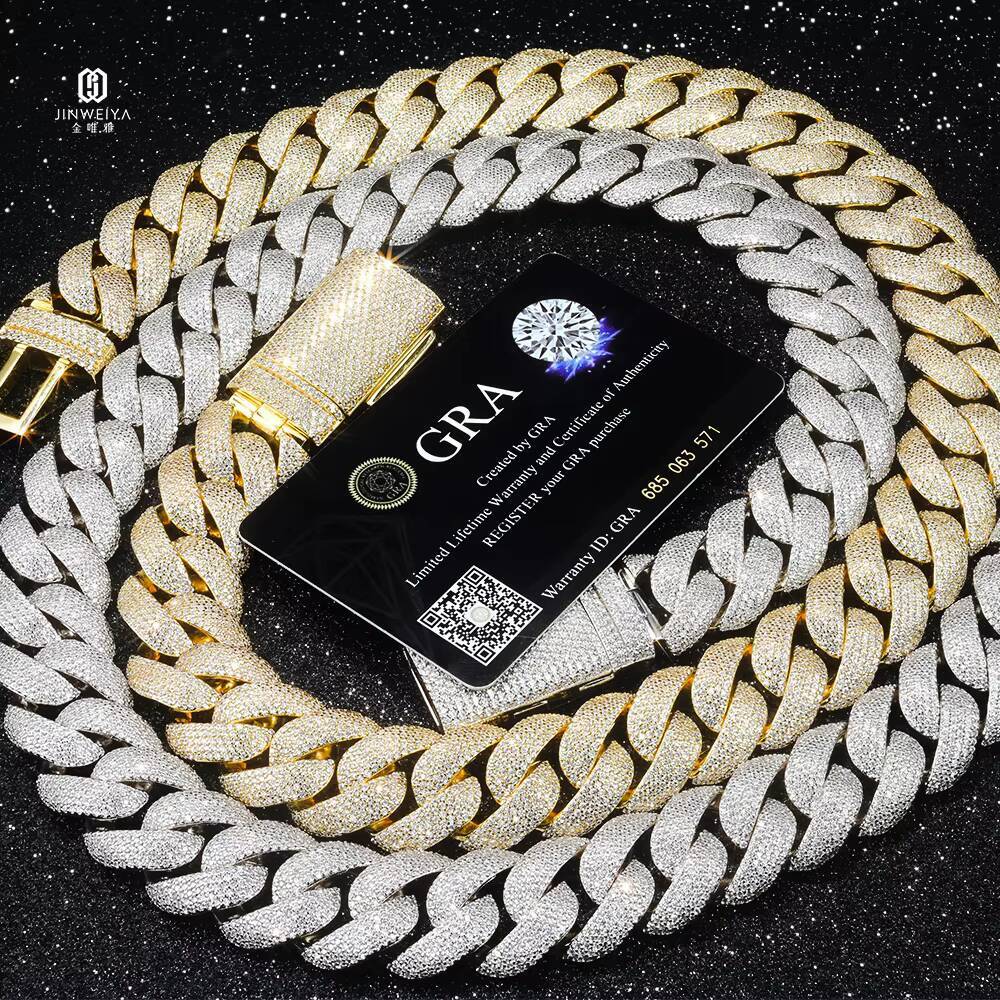 Heavy Duty VVS Moissanite Cuban Link Chain 925 Silver Material Iced Out Design20mm 5 Rows Hip Hop Jewelry