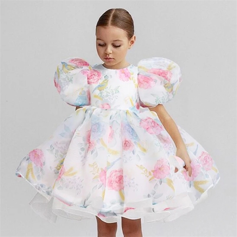 Child Evening Flower Pageant Vestidos Girls Princess Dress Lace Tulle Wedding Party Formal Bridesmaid Tutu Fluffy Prom Gown 250107