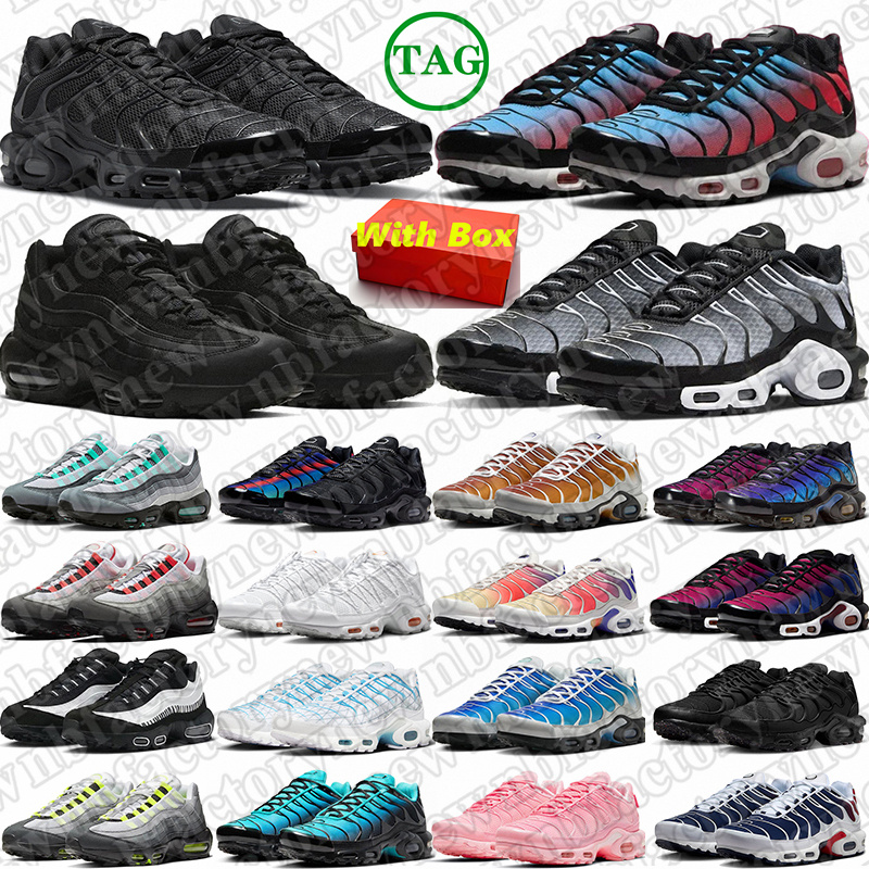 free shipping with box designers running shoes tn plus 95s mens womens sneakers triple black white pink bule oreo bule mens trainers sports tenis