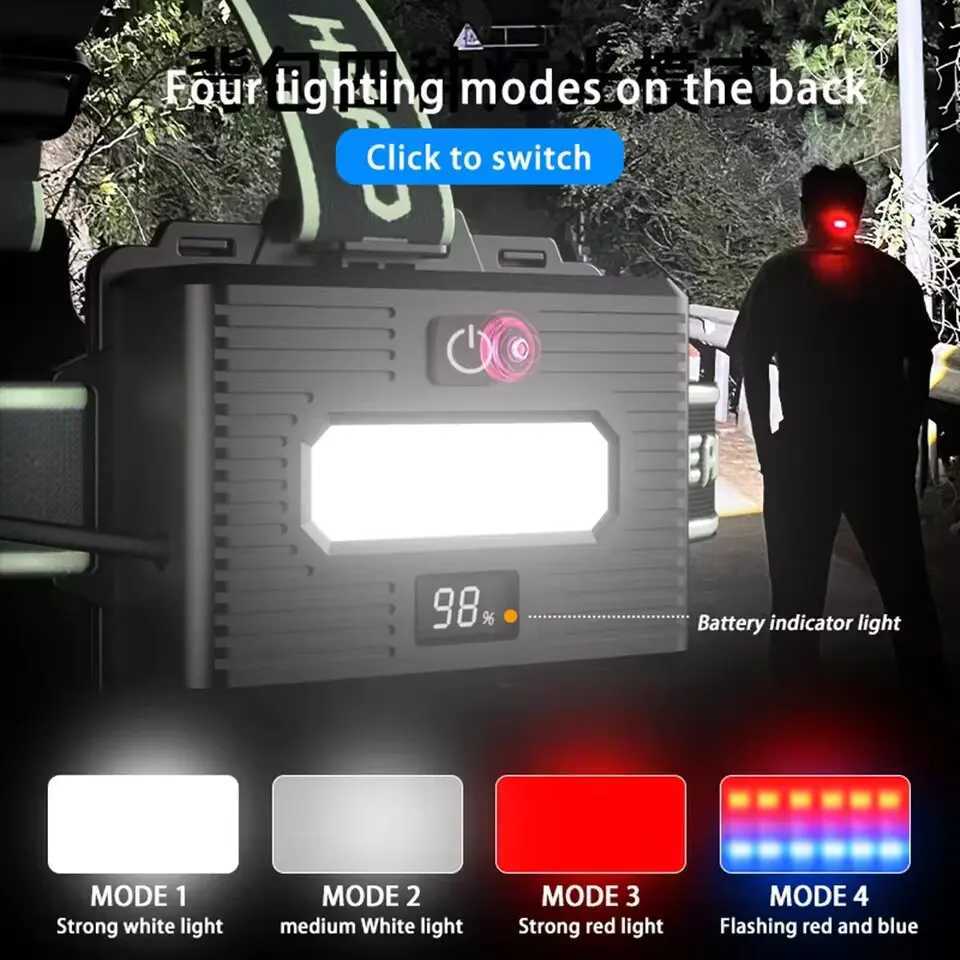 XHP360 WICK Powerful Headlamp Long Range Rechargeable Headlight Head Torch Flashlight With USB Charging Light Camping Fishing J250925