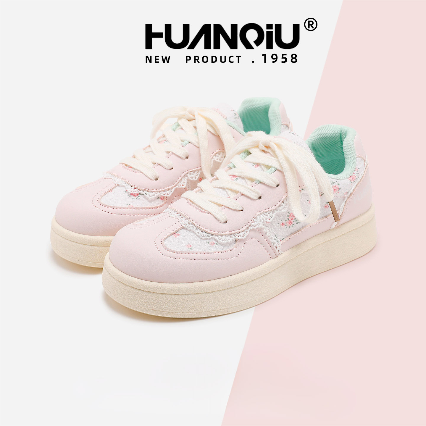 HUAN QIU Free shipping Designer Casual Shoes Board shoes women shoes breathable casual small floral board shoes versatile board shoes