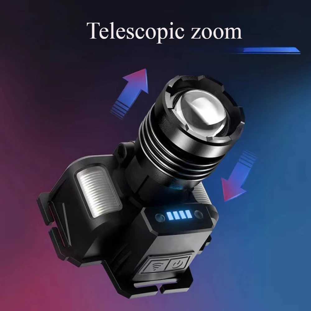 Most Powerful 30W LED Headlamp Intelligent Induction Headlight TypeC USB Rechargeable Head Lamp Waterproof Head Flashlight J250925