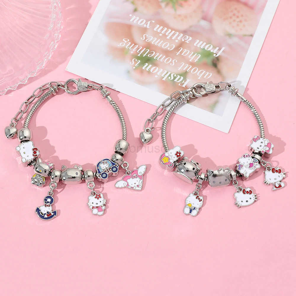 Sanrio Hello Kitty Adjustable Bracelet Cute Cartoon Anime Alloy Jewelry Stylish Daily Wear Perfect Gift for Fans L250925
