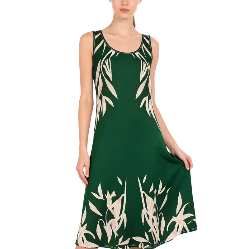 Chic Flowered Mid-Length Skirt Ensemble: Feminine V-neck Tank Top & Flowing Maxi by Natures Palette-CF53532