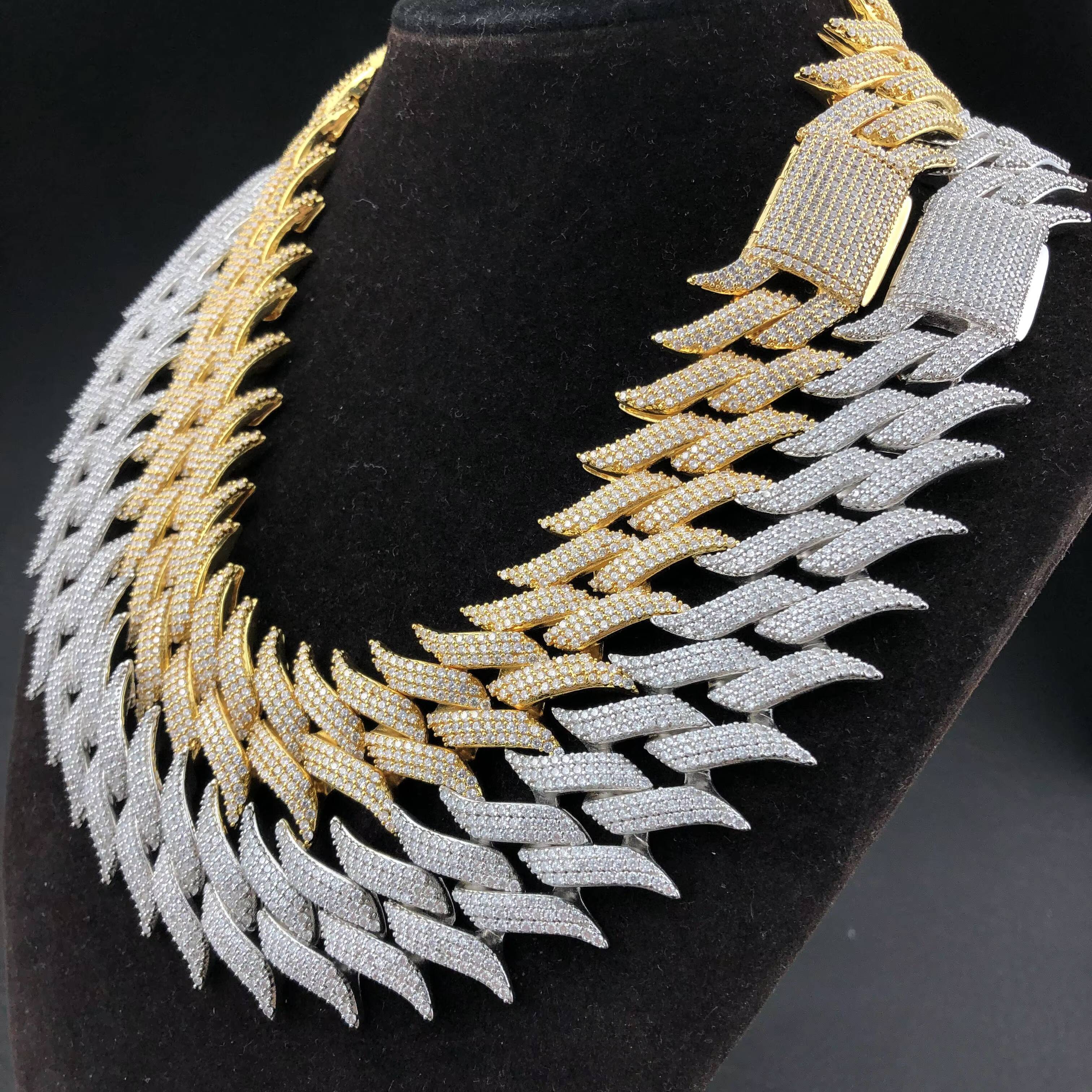 Hip Hop Jewelry Iced Out Cuban Link Chain Necklace Men