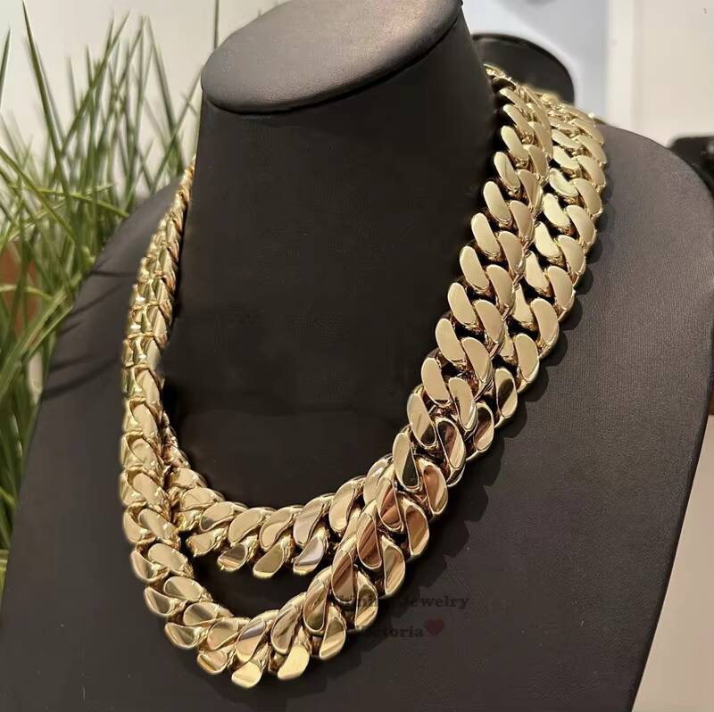 Hip Hop Jewelry Men Rapper Chain 20MM 22 500G Thick 14K Gold Plating 925 Silver Cuban Chain