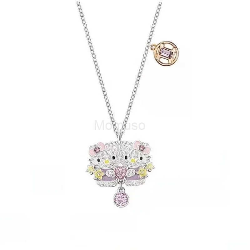 Sanrio Hello Kitty Necklace Anime Sanrio Cat Twelve Zodiac Diamond Pendant Sweater Chain Clavicle Chain Couple Jewelry Gift for Girls L250925