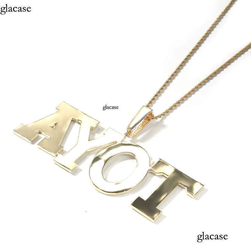 Hip Hop New Custom Name Large A-Z Letters Square Pendant 5A Zircon Mens Necklace