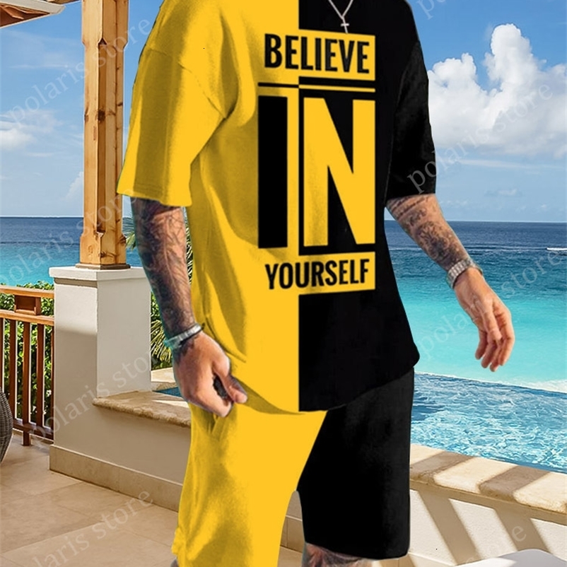 Men's Tracksuits Arrival Summer Tracksuit For Men Short Sleeve T Shirt Shorts 2 Piece Set Oversized Casual Trendy Sportwear Outfits Clothes 23070