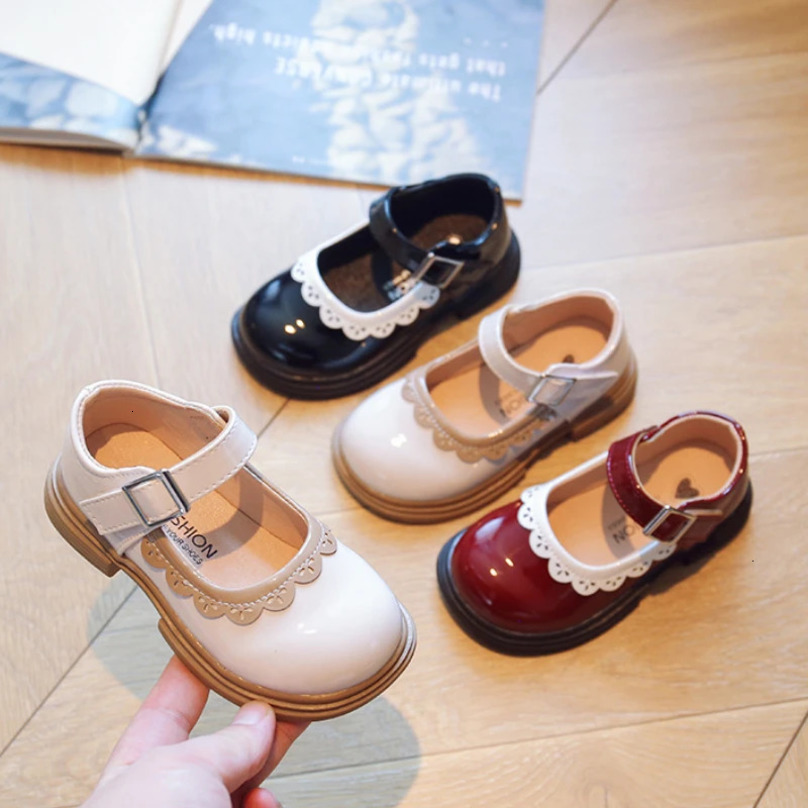 Girls Leather Shoes Spring Autumn Fashion Ruffles Little Kids Shoes Flat Heels Mary Janes Childrens Princess Dance Party Shoes 250528