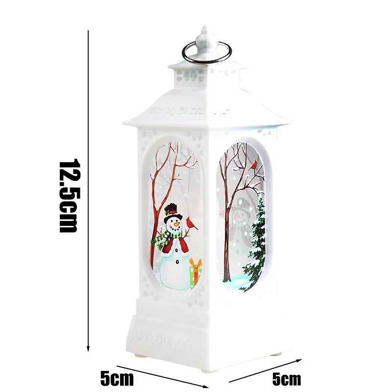 Vintage Christmas Lantern with Snowman and Santa Reindeer Design Battery Powered LED Night Light Desktop Holiday Decoration J250925