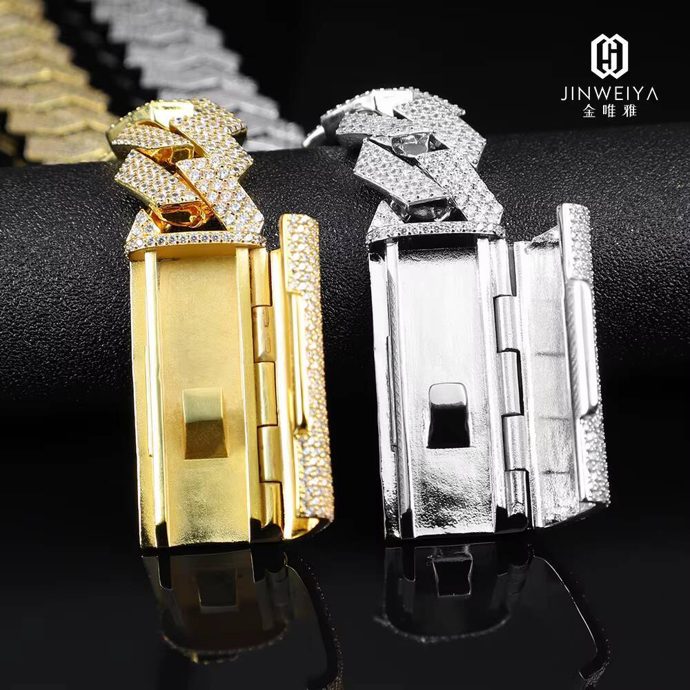 FaMoissaniteory New Arrival Hip Hop Rock Men Necklace 925 Sterling Silver VVS Moissanite Chain Men 18mm Cuban Link Chain