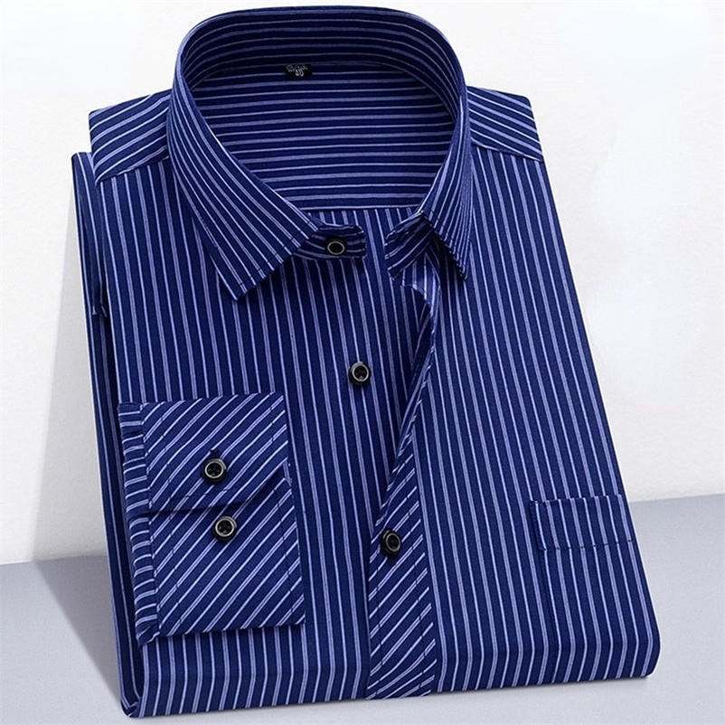 Men's Casual Shirts Shirts for Men Business Striped Long Sleeve Shirt Male Formal Casual Shirt Cotton Men Clothing Tooling Shirt Plus Size 4XL 5X