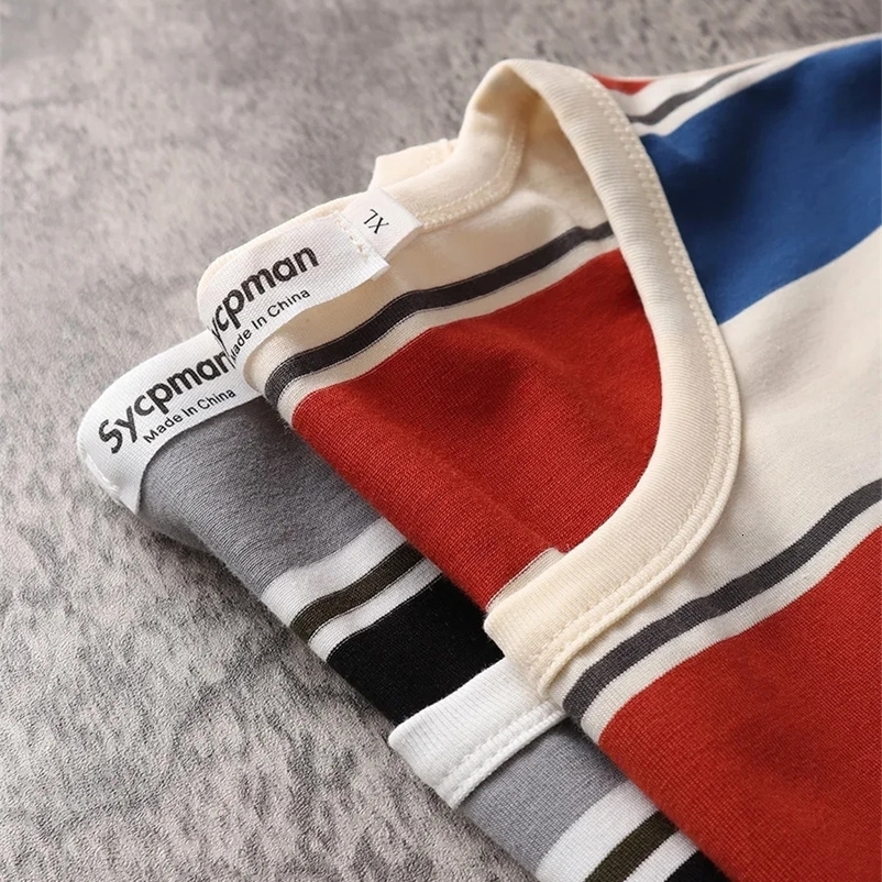 Y2K loose contrasting color short sleeved striped T-shirt for couples mens summer streetwear unisex T-shirt 241231