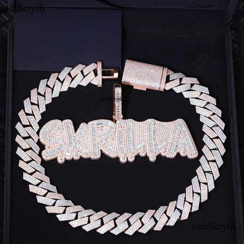 Design Heavy Sier Gold 20Mm GRA VVS Moissanite Dia Designer Cuban k Chain For nical Watch Hip Hop Necklace e9
